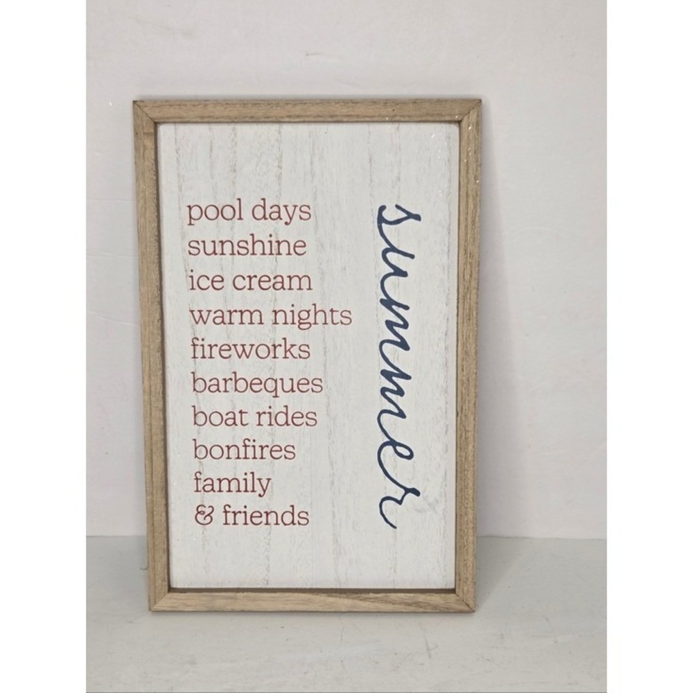 Summer Wooden Wall Decor Sign Pool Ice Cream BBQ Fireworks - Picture 6 of 6